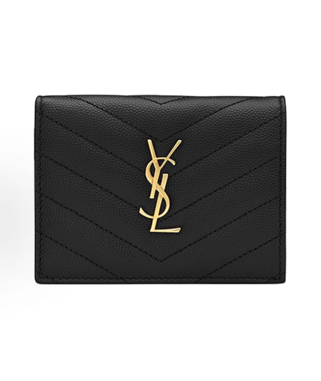 SAINT LAURENT Черный кожаный кошелек, фото 5