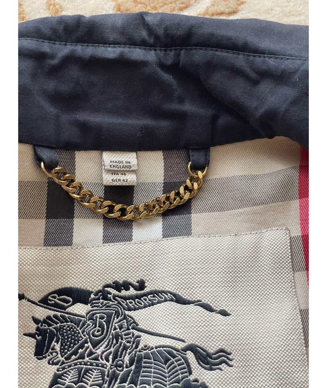 BURBERRY Черный хлопковый тренч/плащ, фото 4