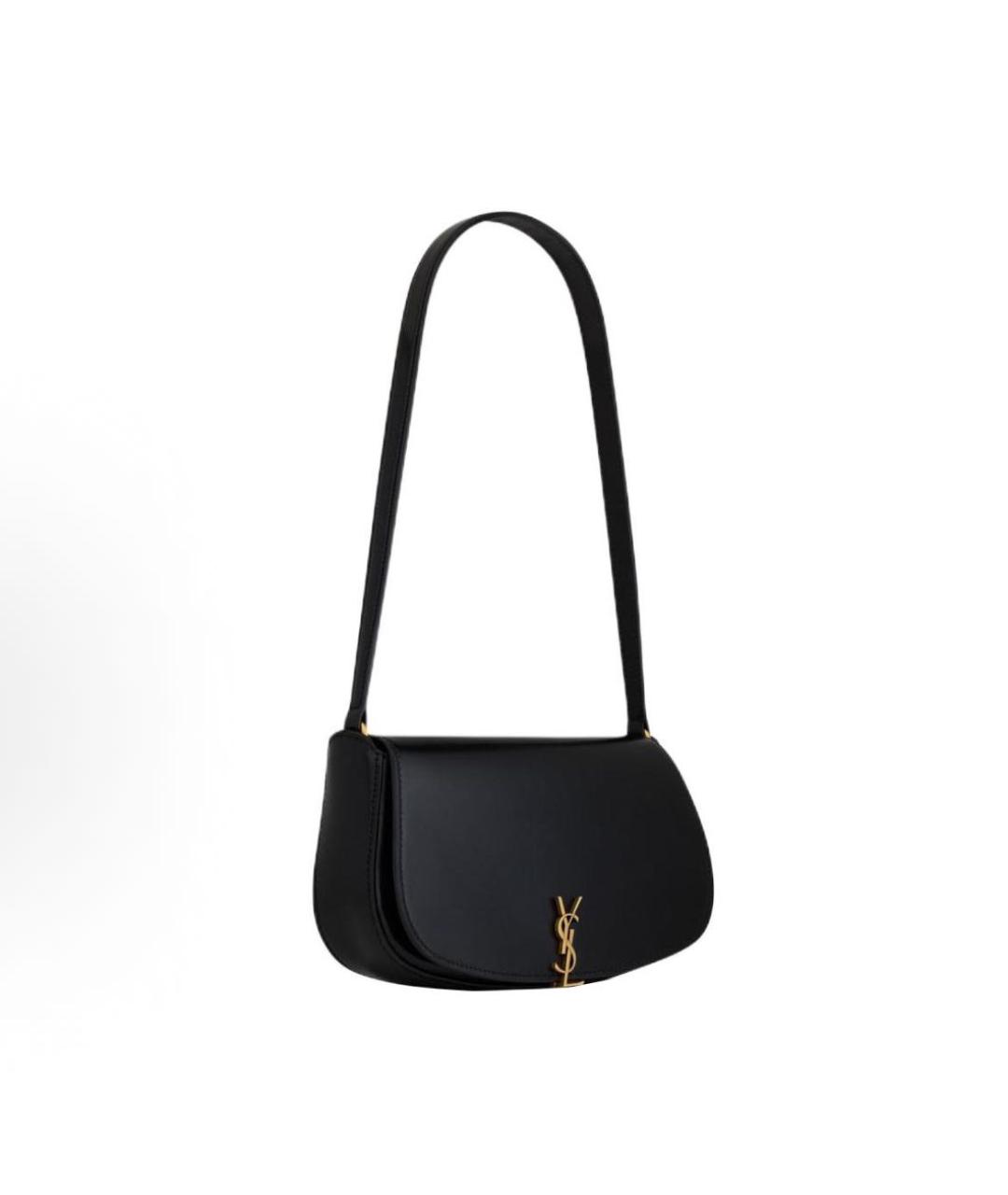 SAINT LAURENT Черная кожаная сумка с короткими ручками, фото 2