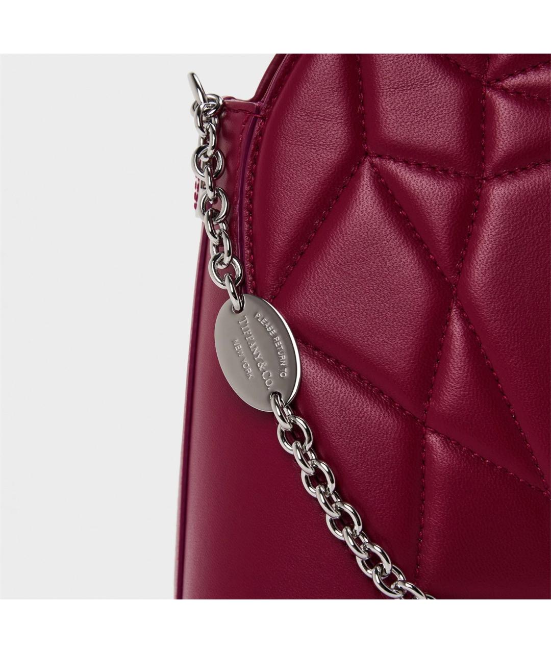 TIFFANY&CO Бордовая кожаная сумка через плечо, фото 5