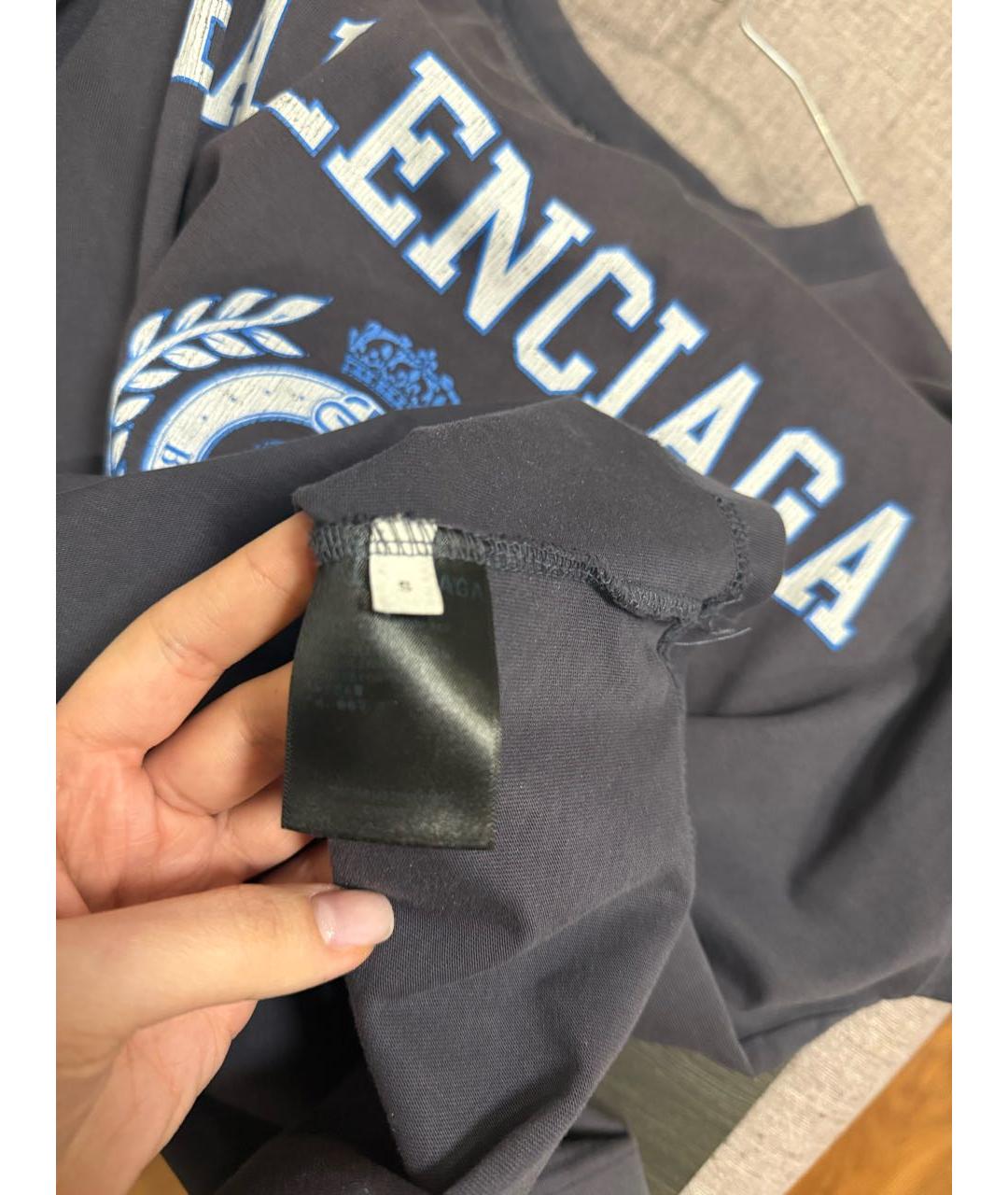 BALENCIAGA Темно-синяя футболка, фото 5