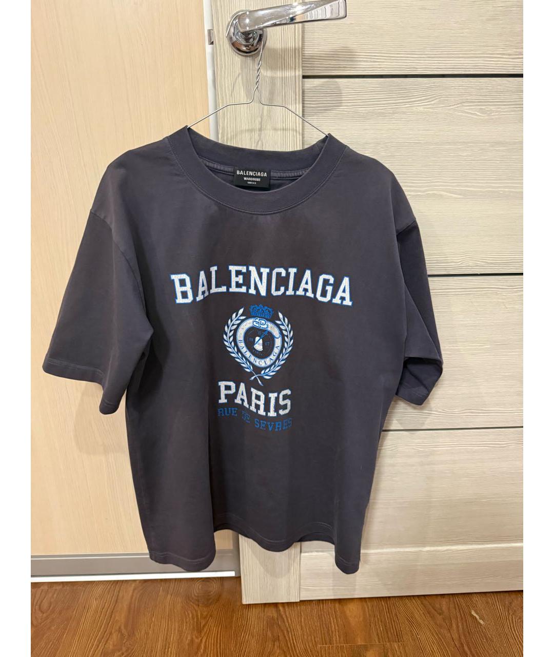 BALENCIAGA Темно-синяя футболка, фото 7