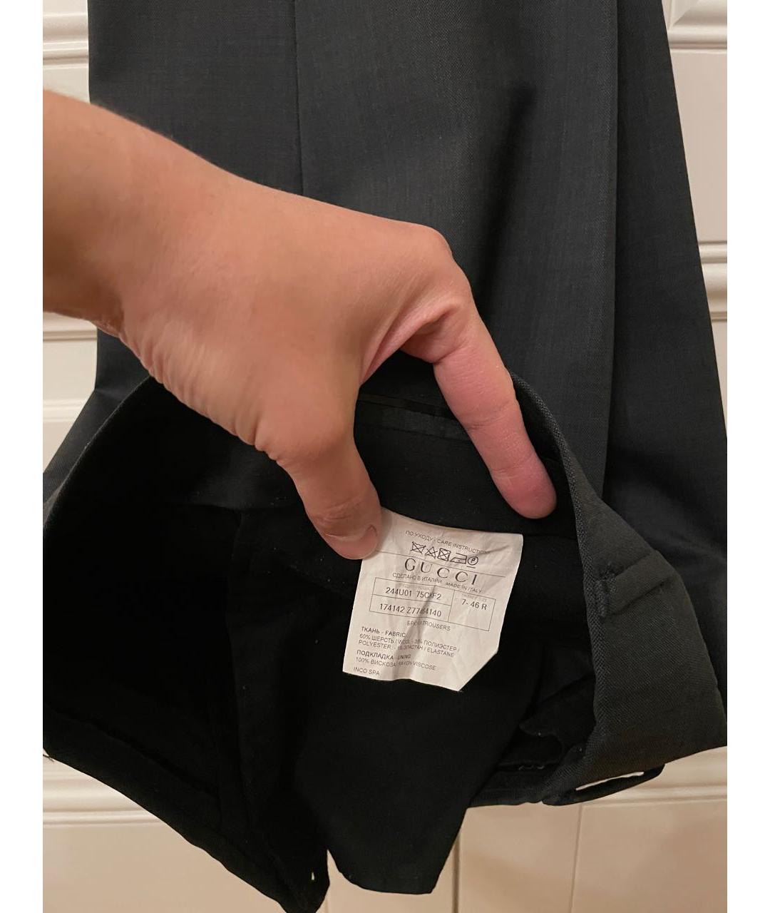 GUCCI Серые шерстяные классические брюки, фото 2