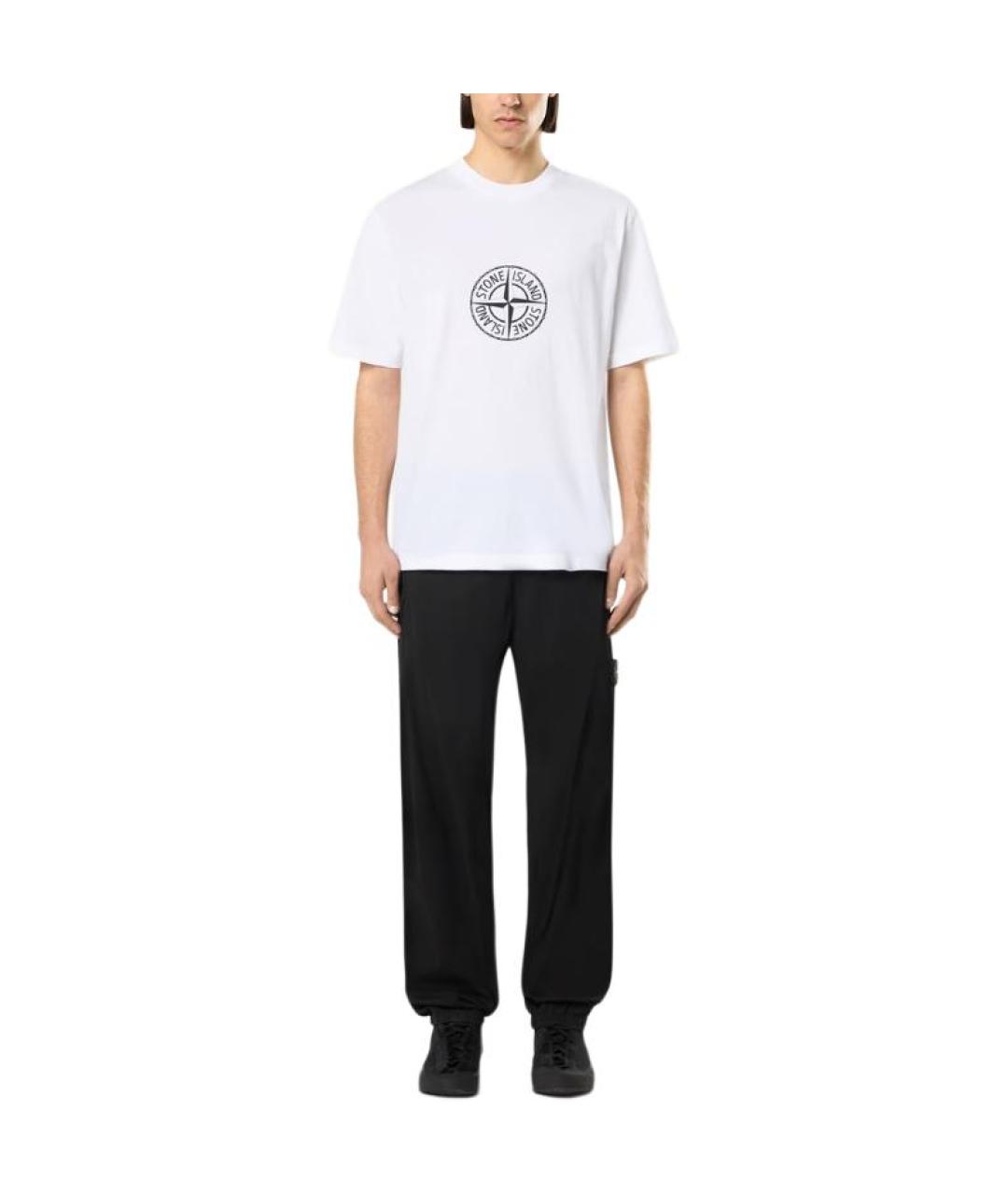 STONE ISLAND Белая футболка, фото 3