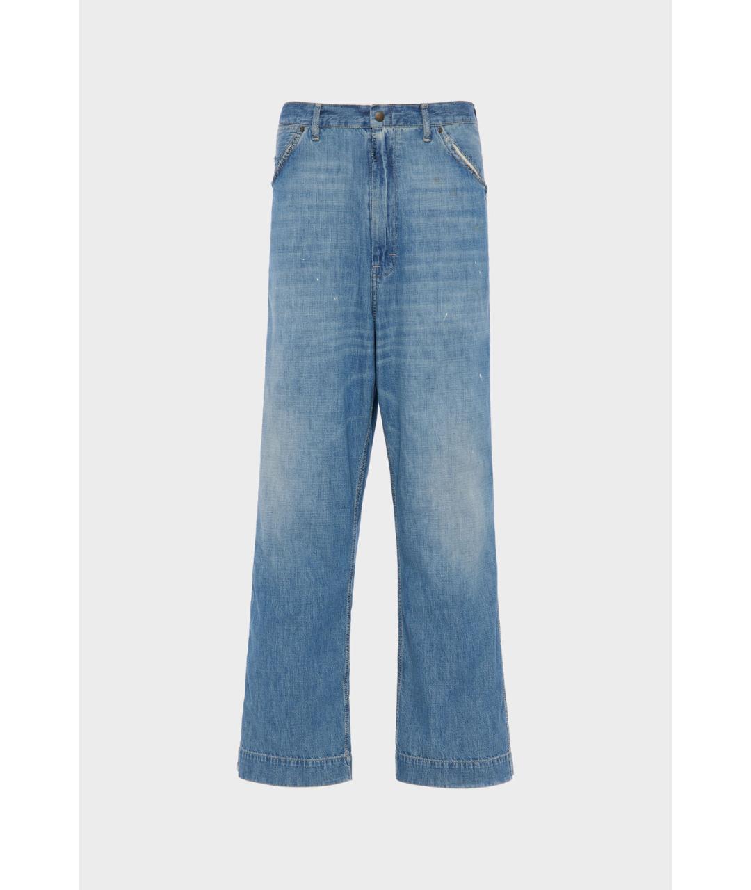 MAISON MARGIELA Голубые хлопковые прямые джинсы, фото 6