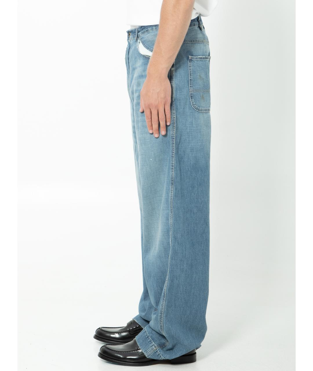 MAISON MARGIELA Голубые хлопковые прямые джинсы, фото 2