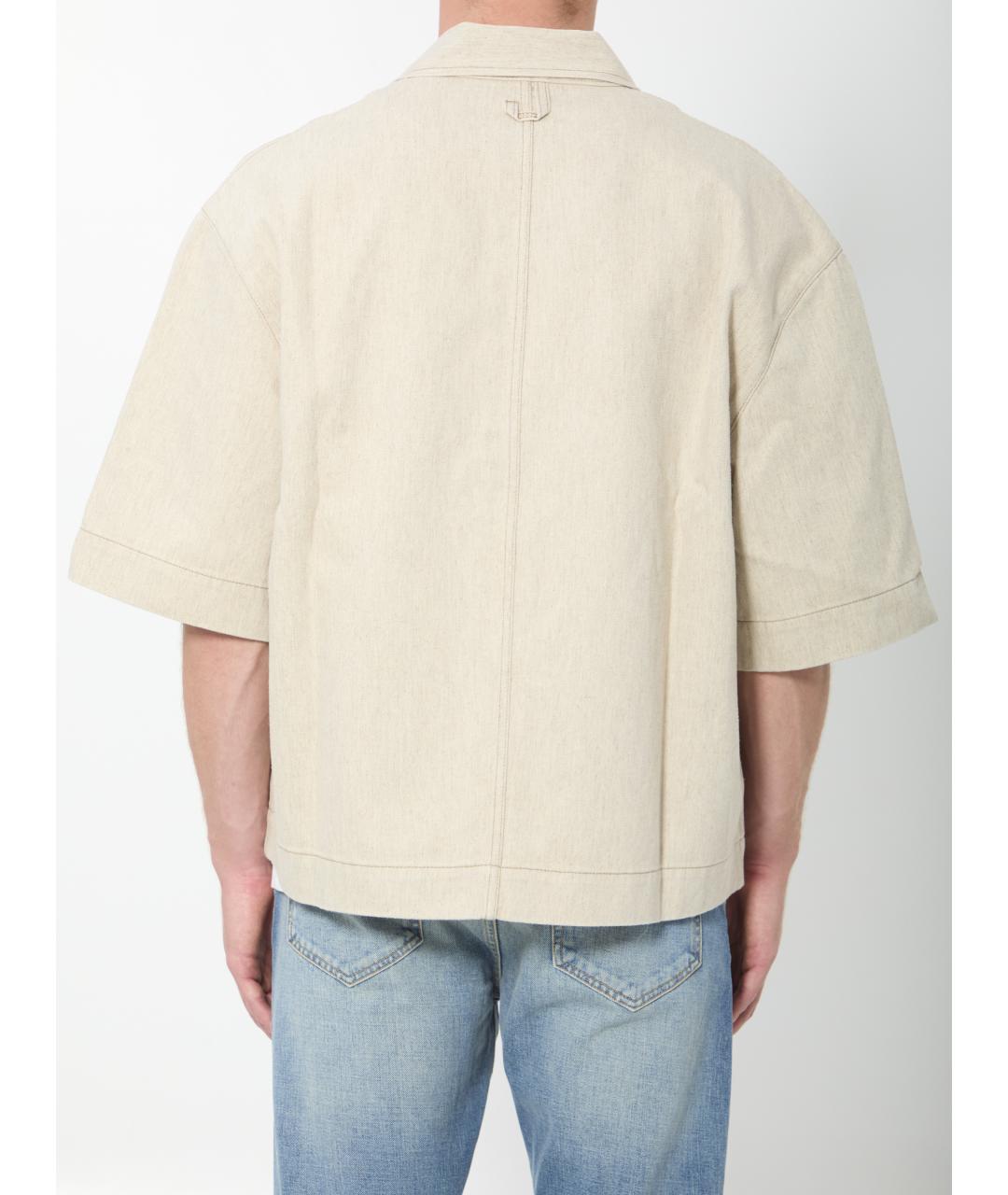 JACQUEMUS Бежевая хлопковая кэжуал рубашка, фото 4