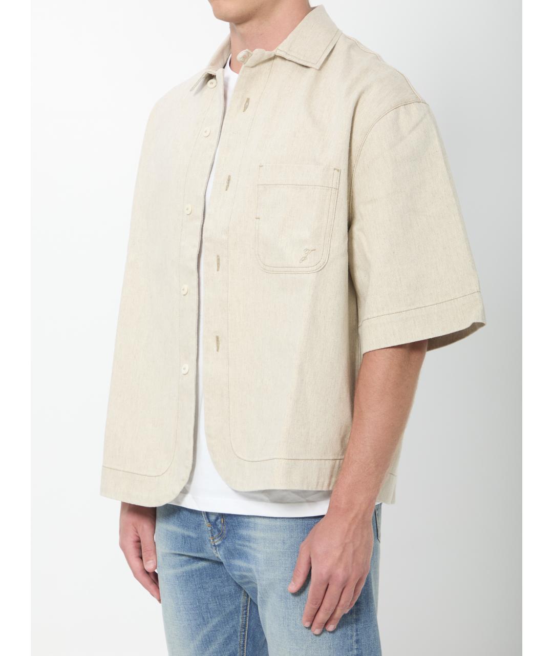 JACQUEMUS Бежевая хлопковая кэжуал рубашка, фото 2