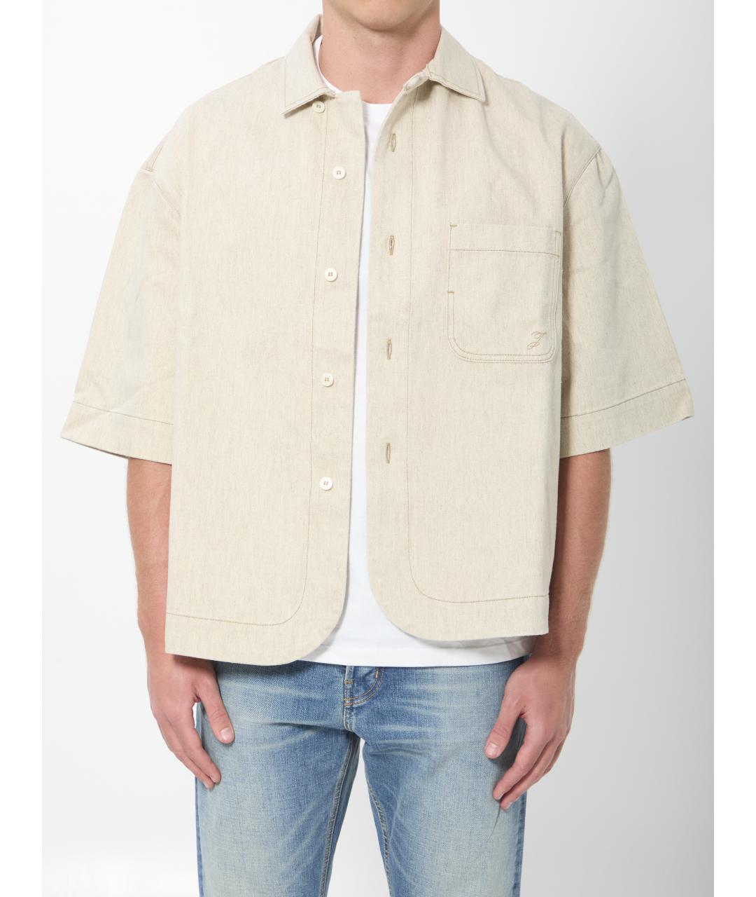 JACQUEMUS Бежевая хлопковая кэжуал рубашка, фото 5