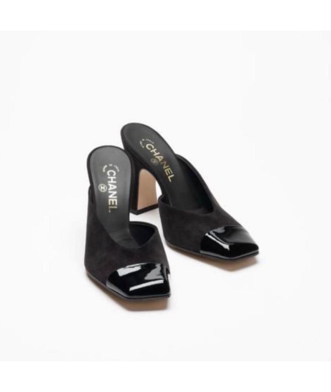 CHANEL Черные кожаные босоножки, фото 2