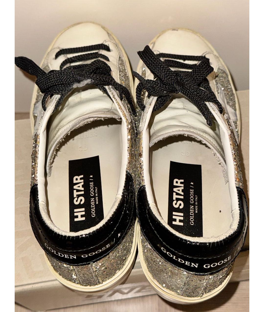 GOLDEN GOOSE DELUXE BRAND Серебряные кожаные кеды, фото 3