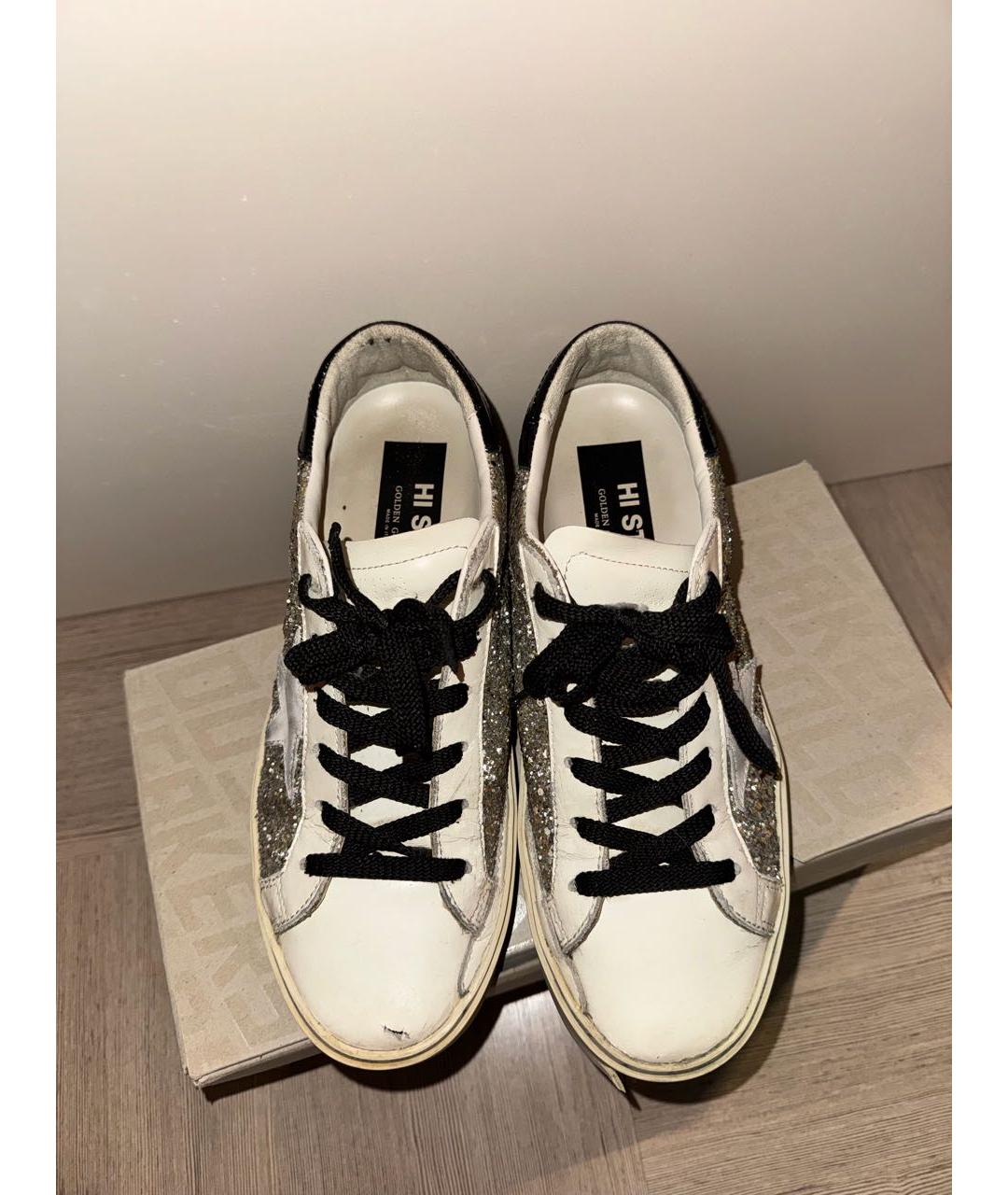 GOLDEN GOOSE DELUXE BRAND Серебряные кожаные кеды, фото 2