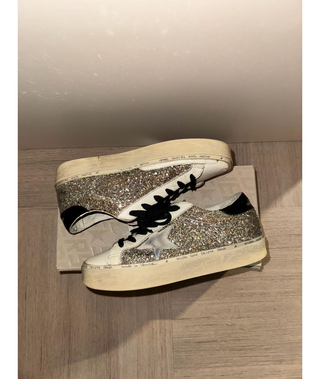 GOLDEN GOOSE DELUXE BRAND Серебряные кожаные кеды, фото 7