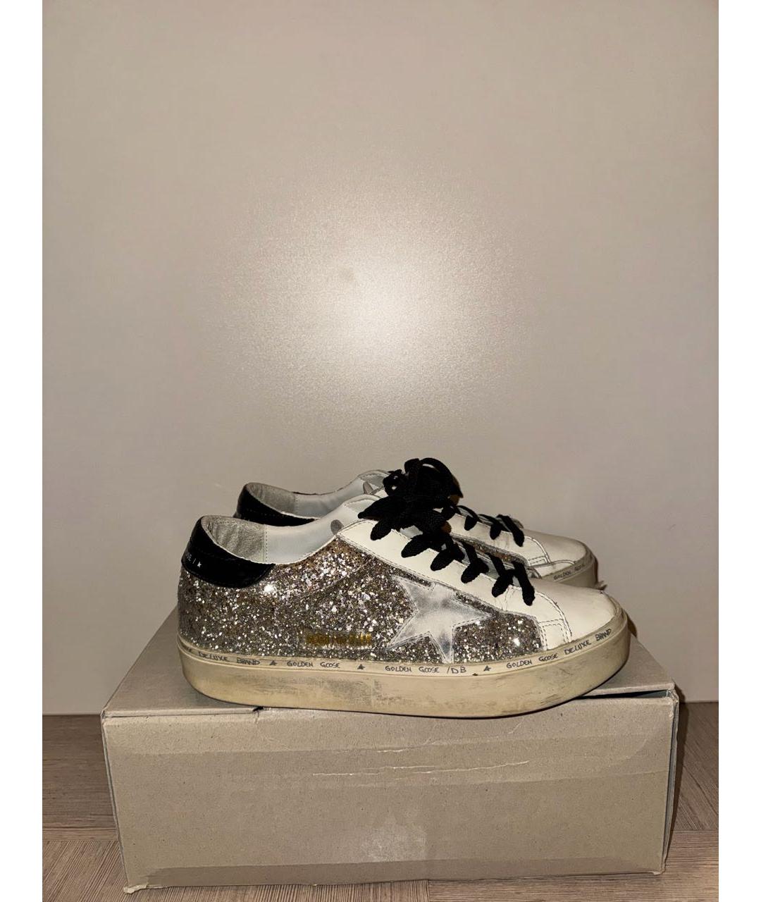 GOLDEN GOOSE DELUXE BRAND Серебряные кожаные кеды, фото 9