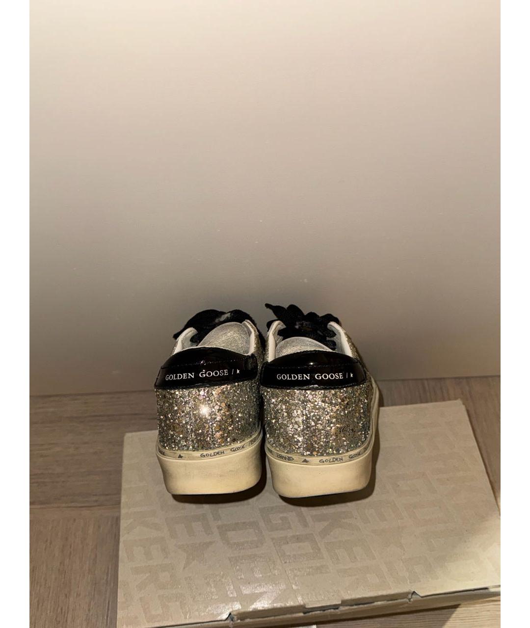 GOLDEN GOOSE DELUXE BRAND Серебряные кожаные кеды, фото 4