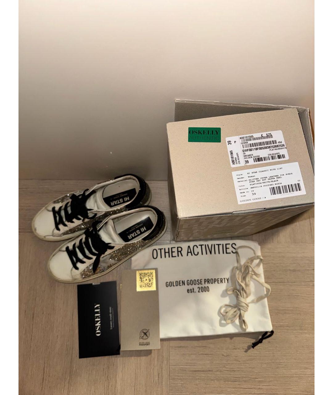 GOLDEN GOOSE DELUXE BRAND Серебряные кожаные кеды, фото 8