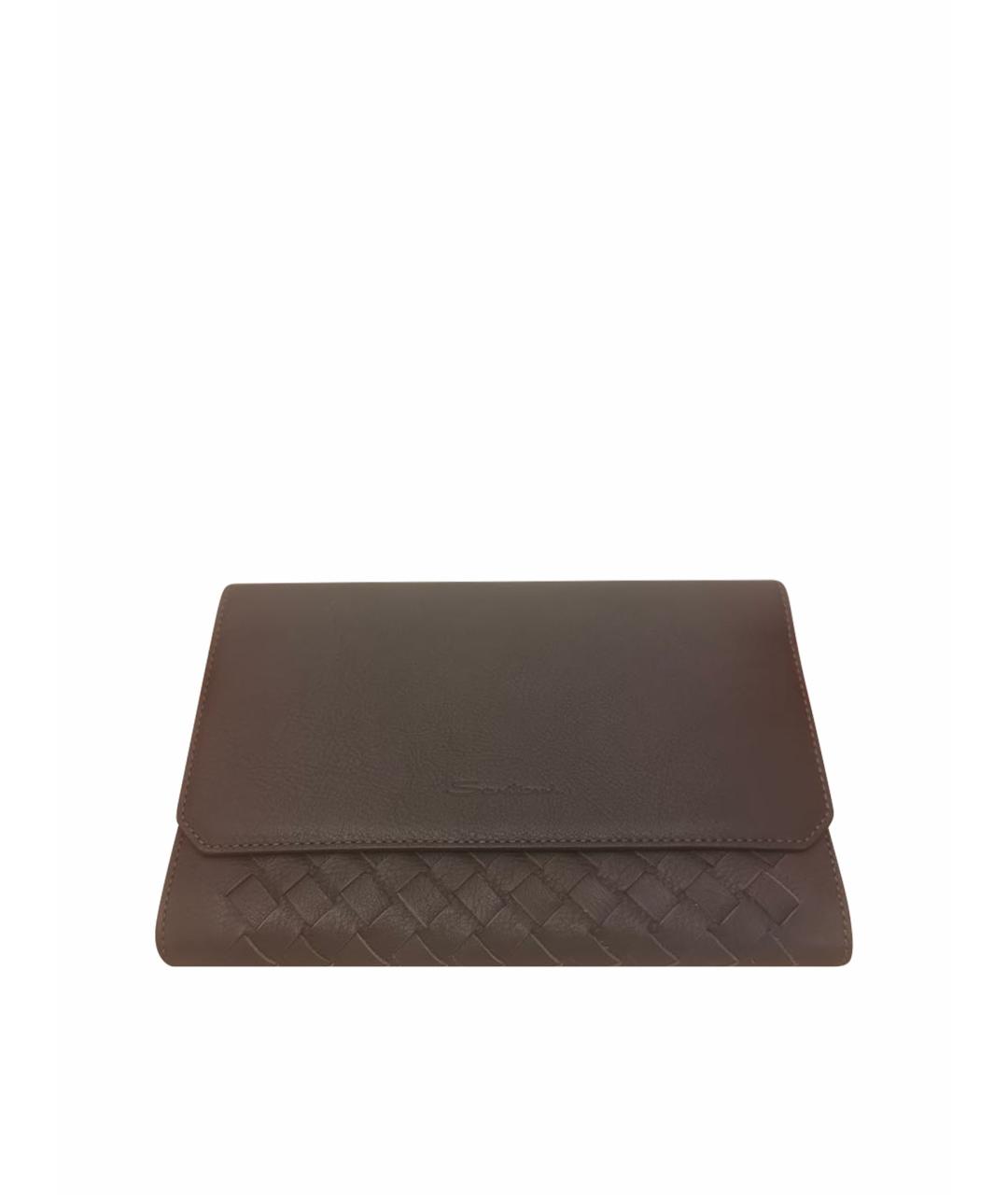 SANTONI Антрацитовый кожаный кошелек, фото 1