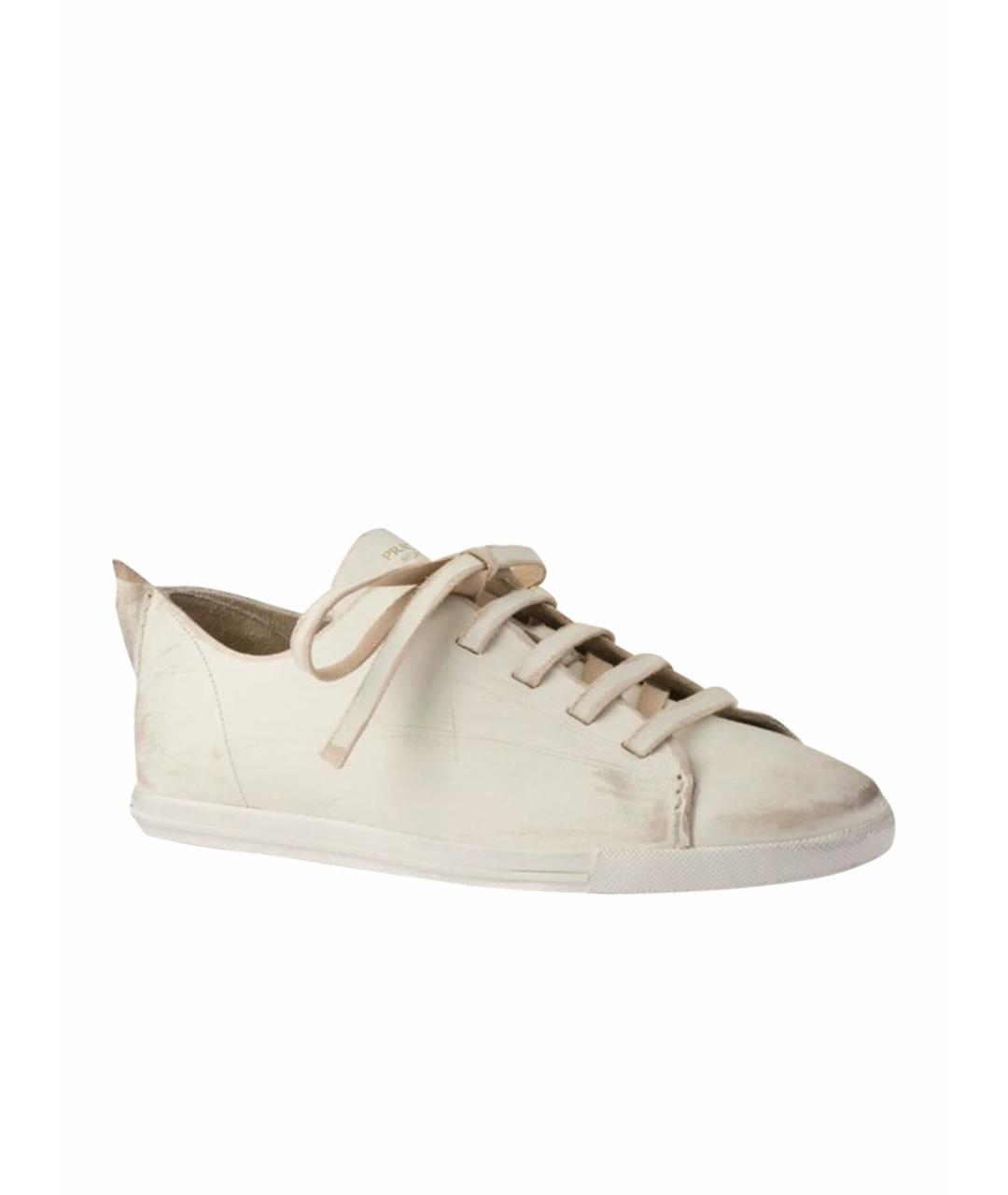 PRADA Белые кожаные кеды, фото 1