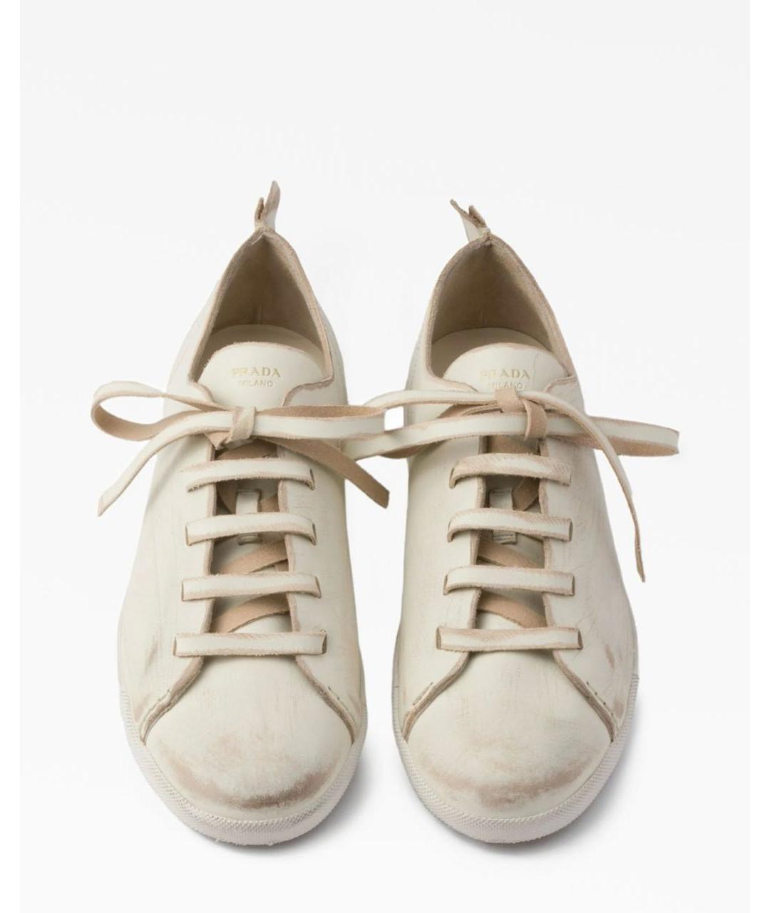PRADA Белые кожаные кеды, фото 7