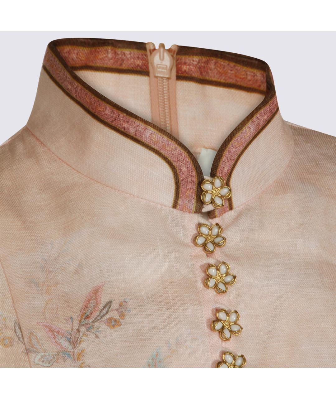 ZIMMERMANN Розовое льняное повседневное платье, фото 4