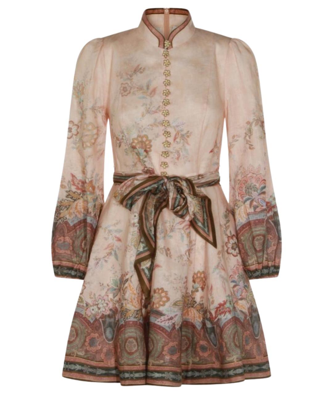 ZIMMERMANN Розовое льняное повседневное платье, фото 1