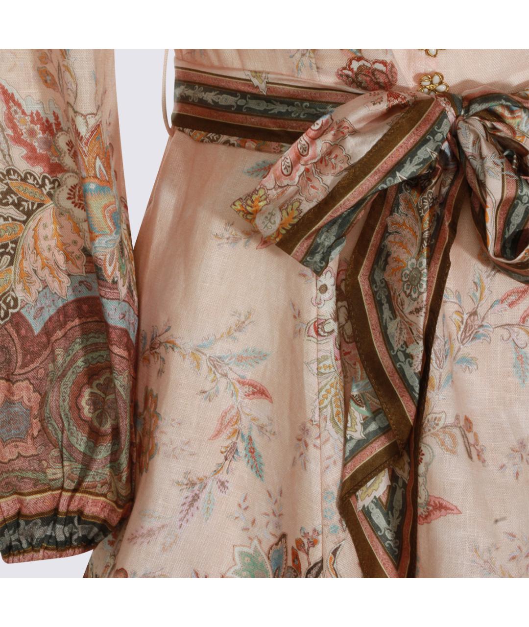 ZIMMERMANN Розовое льняное повседневное платье, фото 3