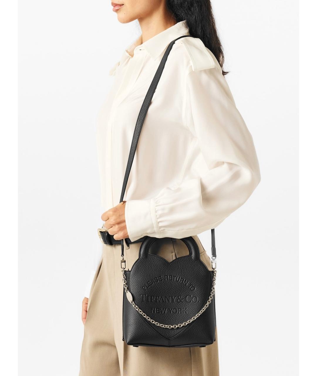 TIFFANY&CO Черная кожаная сумка тоут, фото 3