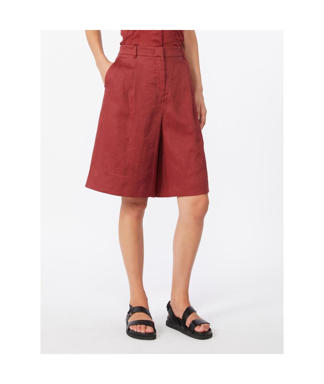 MAX MARA STUDIO Красные льняные шорты, фото 5