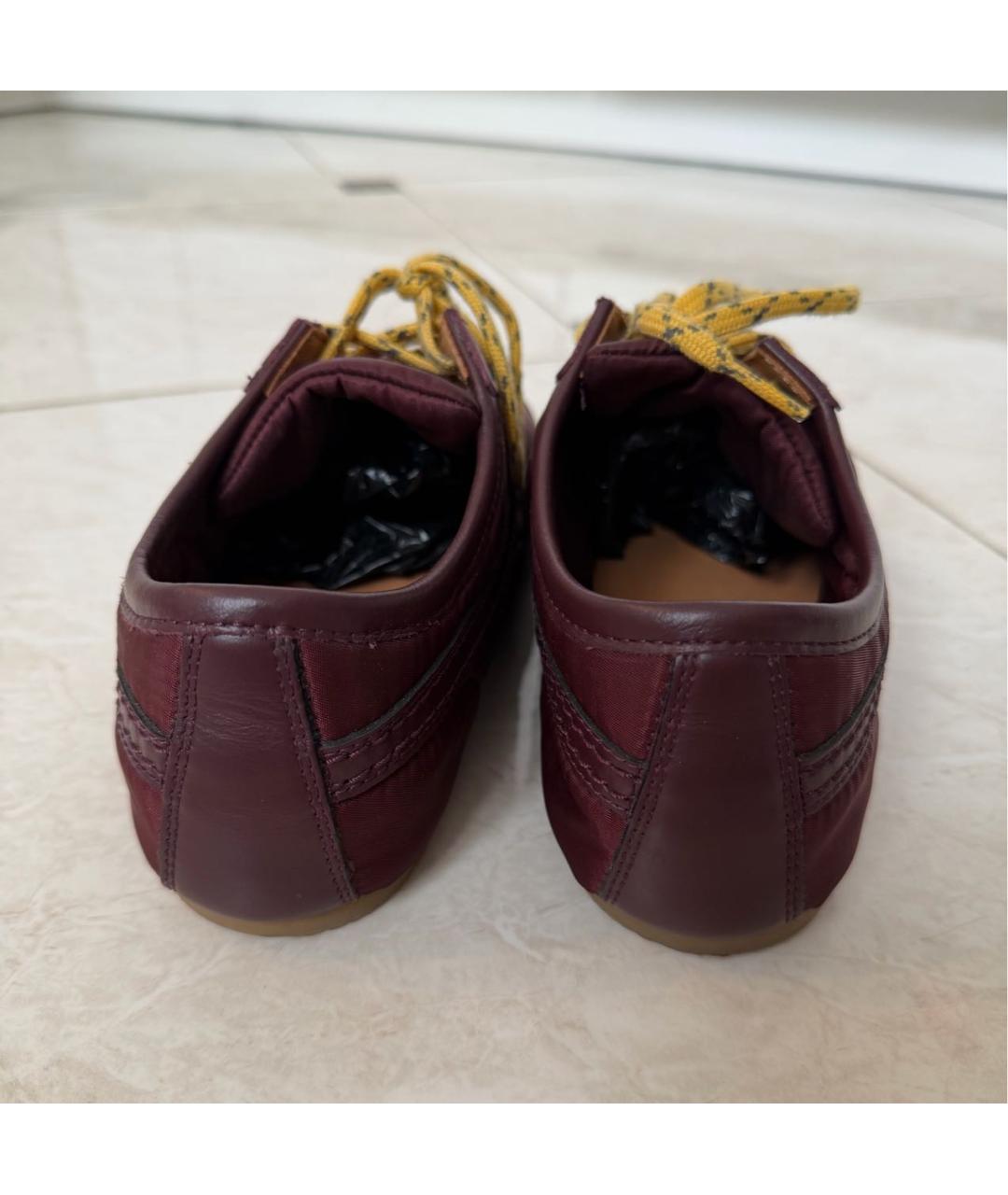 DRIES VAN NOTEN Бордовые текстильные кеды, фото 4