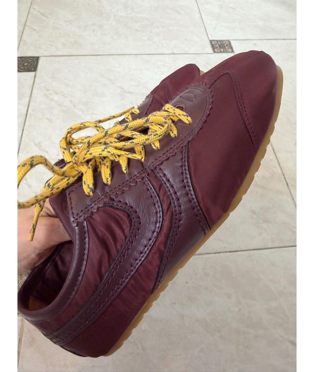 DRIES VAN NOTEN Бордовые текстильные кеды, фото 6