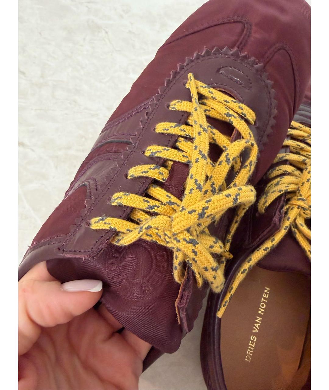 DRIES VAN NOTEN Бордовые текстильные кеды, фото 7