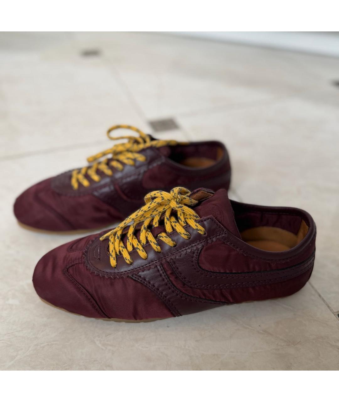 DRIES VAN NOTEN Бордовые текстильные кеды, фото 9
