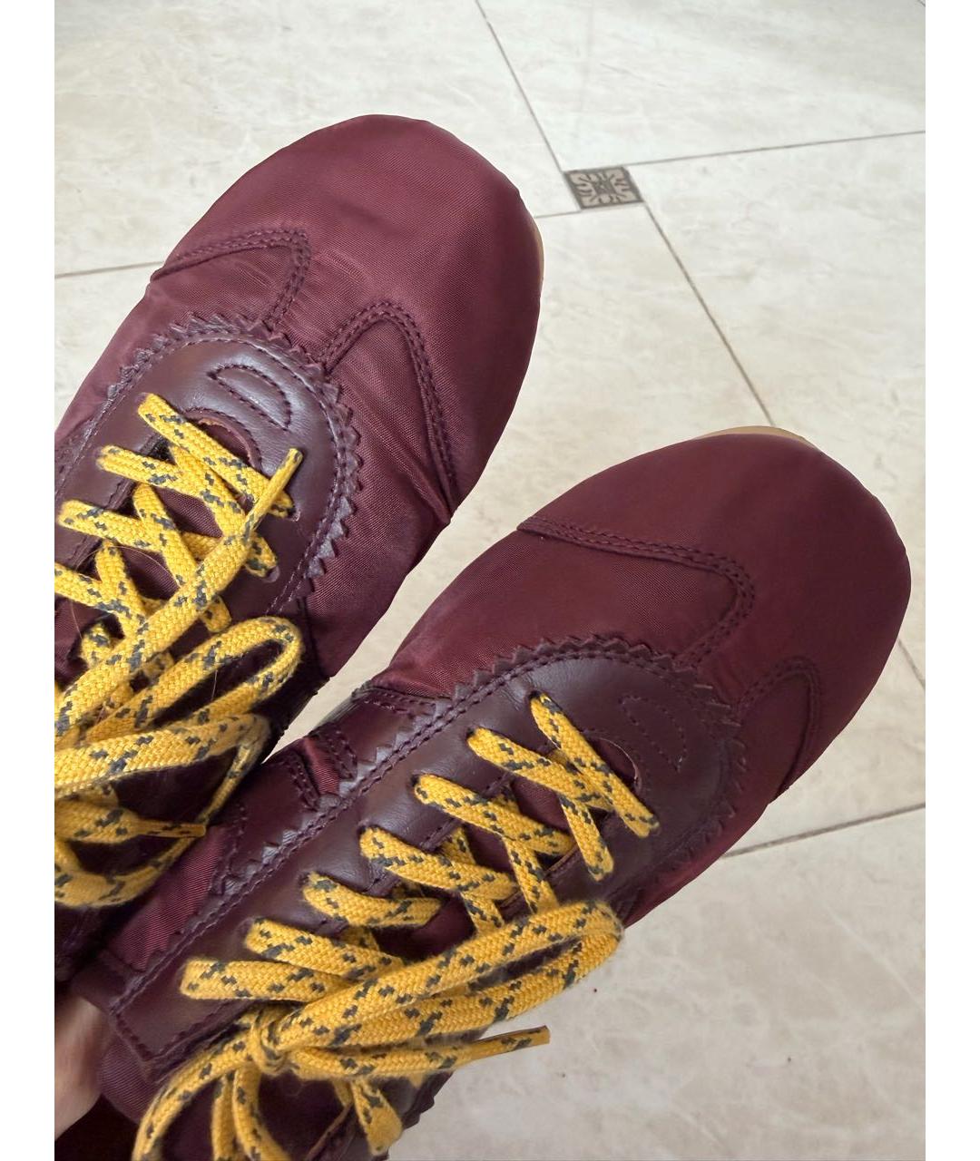 DRIES VAN NOTEN Бордовые текстильные кеды, фото 5