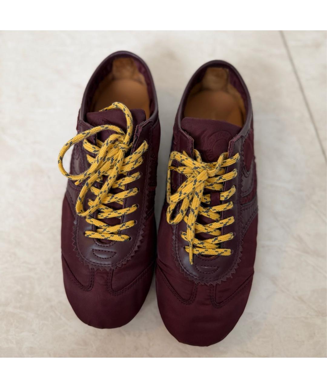 DRIES VAN NOTEN Бордовые текстильные кеды, фото 3