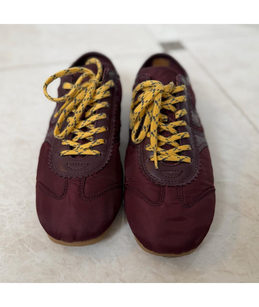 DRIES VAN NOTEN Бордовые текстильные кеды, фото 2