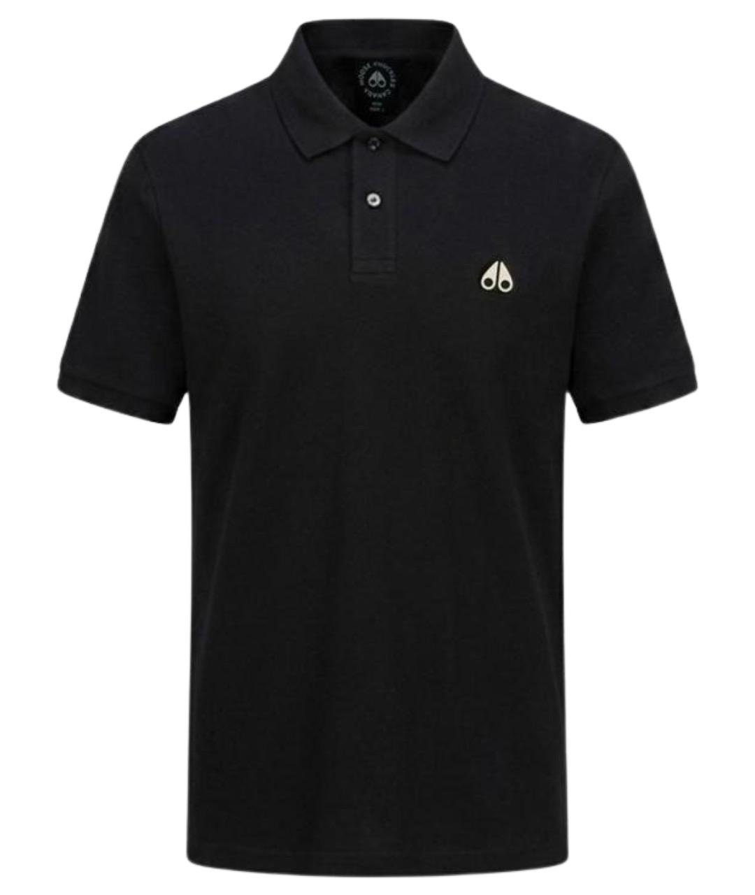 MOOSE KNUCKLES Черное хлопковое поло с коротким рукавом, фото 1