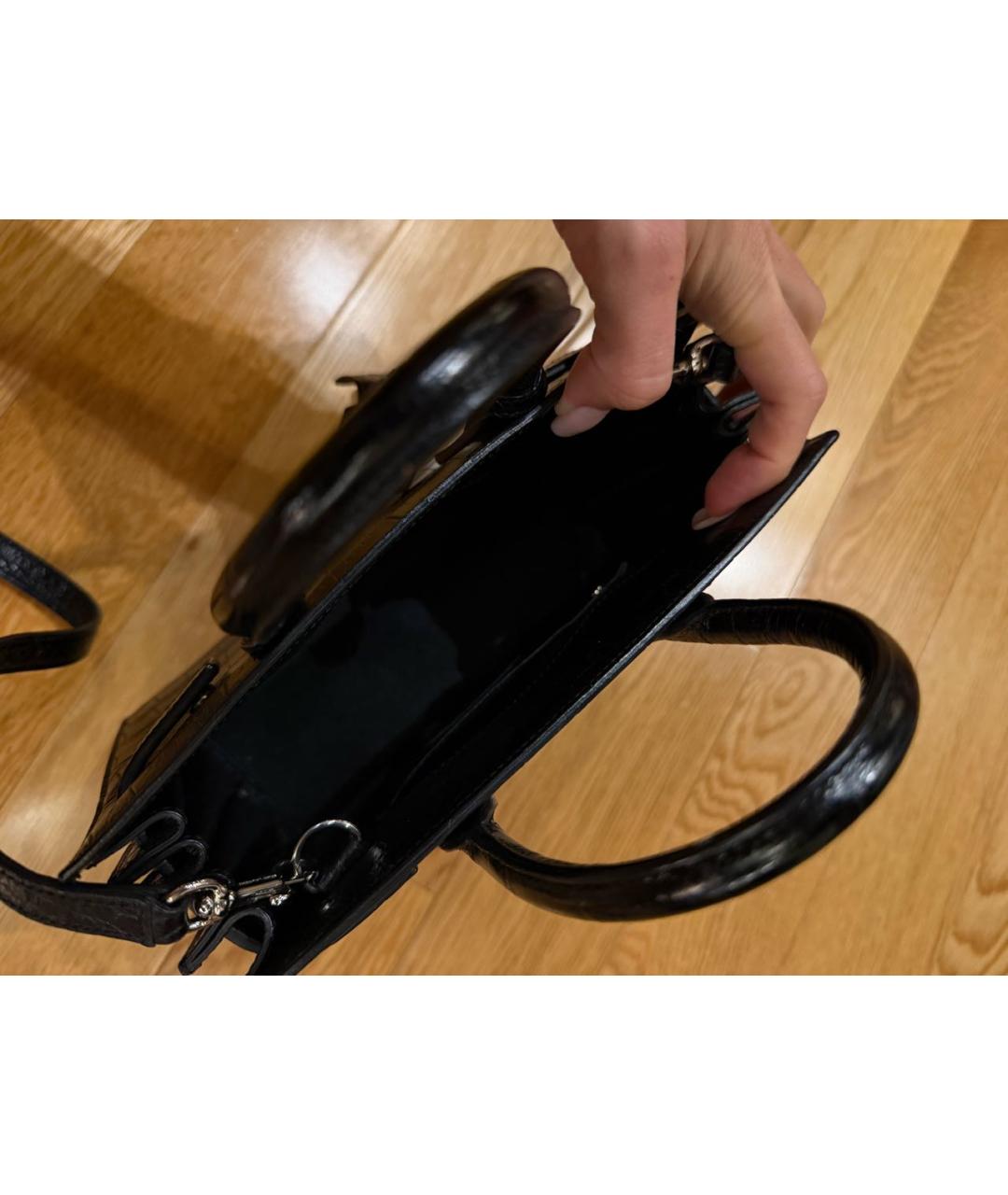 SAINT LAURENT Черная кожаная сумка тоут, фото 7