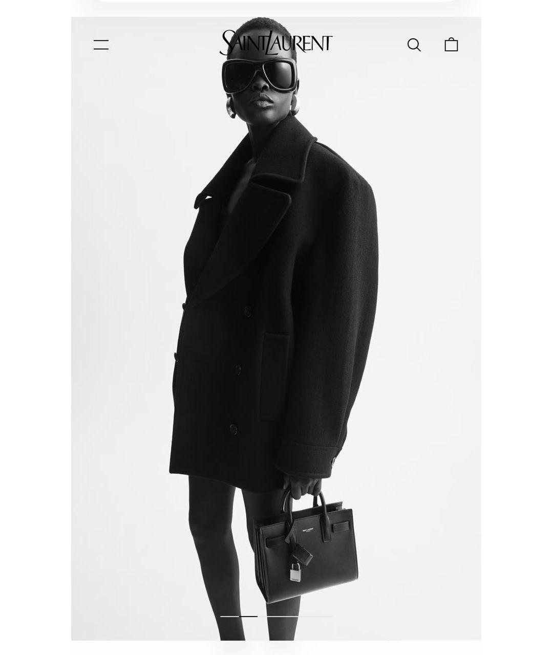 SAINT LAURENT Черная кожаная сумка тоут, фото 5