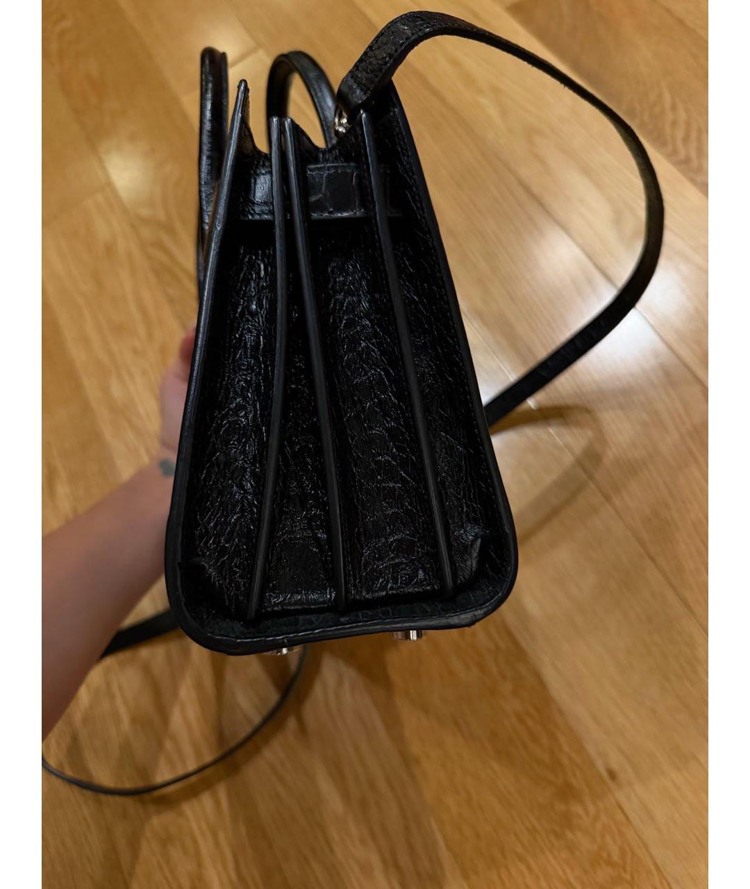 SAINT LAURENT Черная кожаная сумка тоут, фото 6