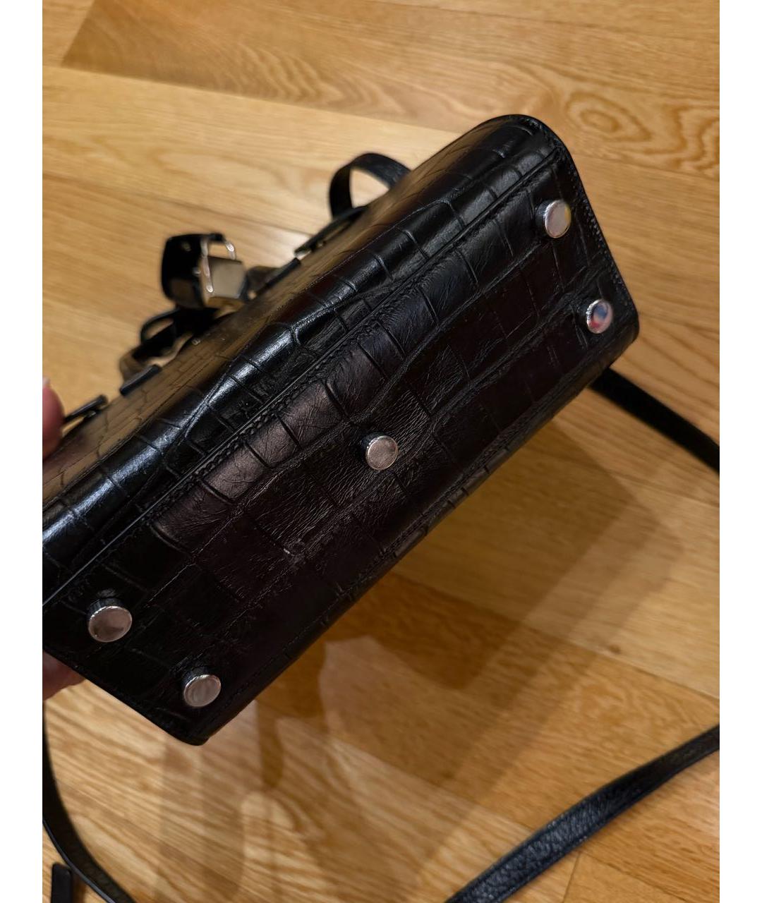 SAINT LAURENT Черная кожаная сумка тоут, фото 3