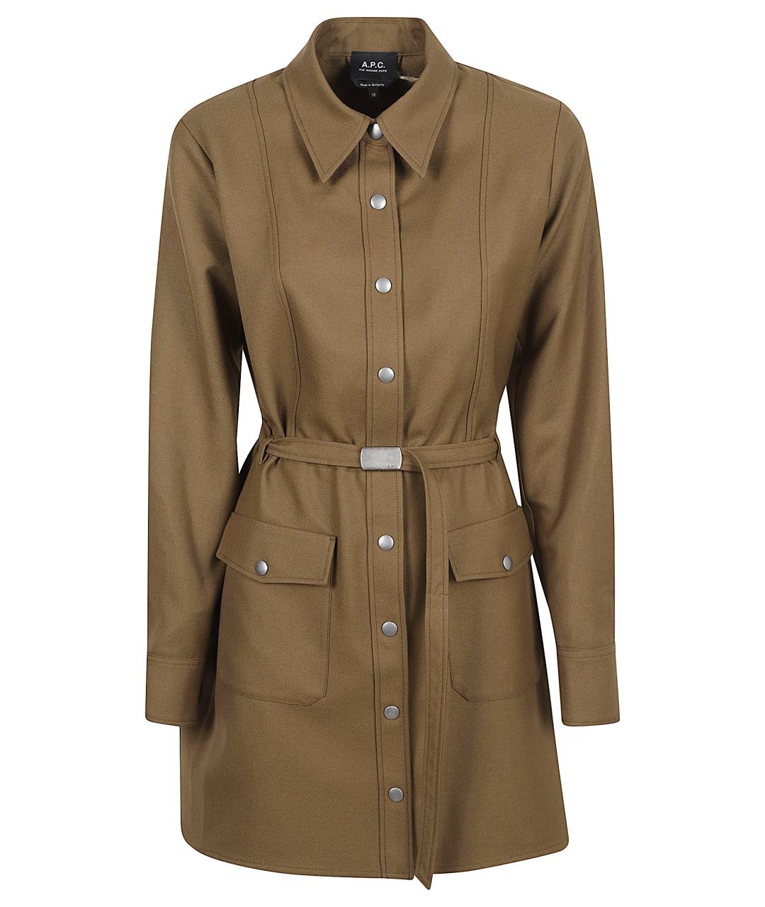A.P.C. Хаки полиэстеровое пальто, фото 1