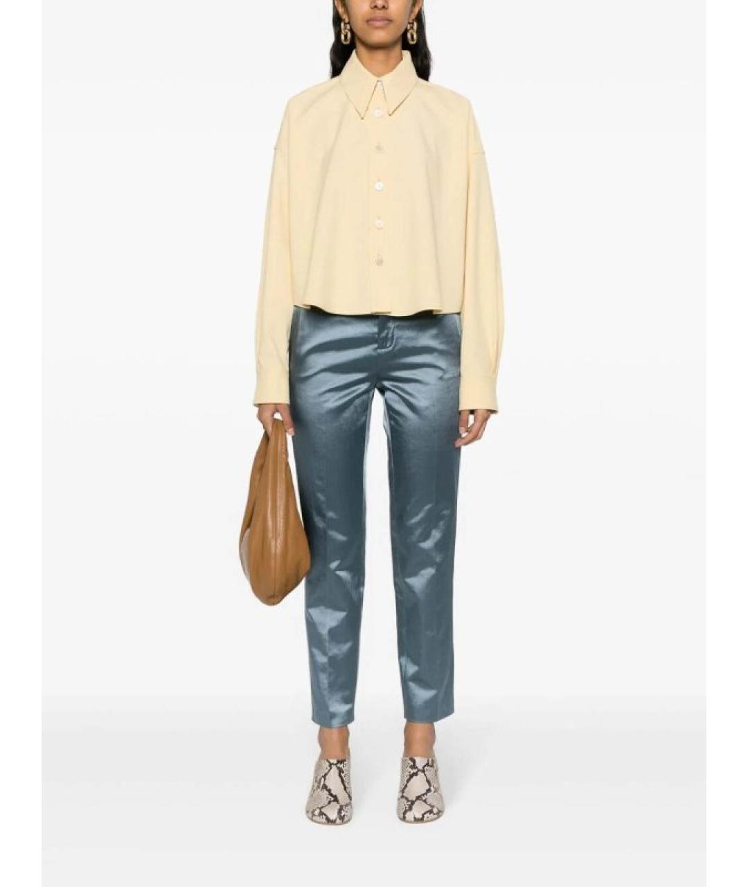 FABIANA FILIPPI Синие хлопковые прямые брюки, фото 3