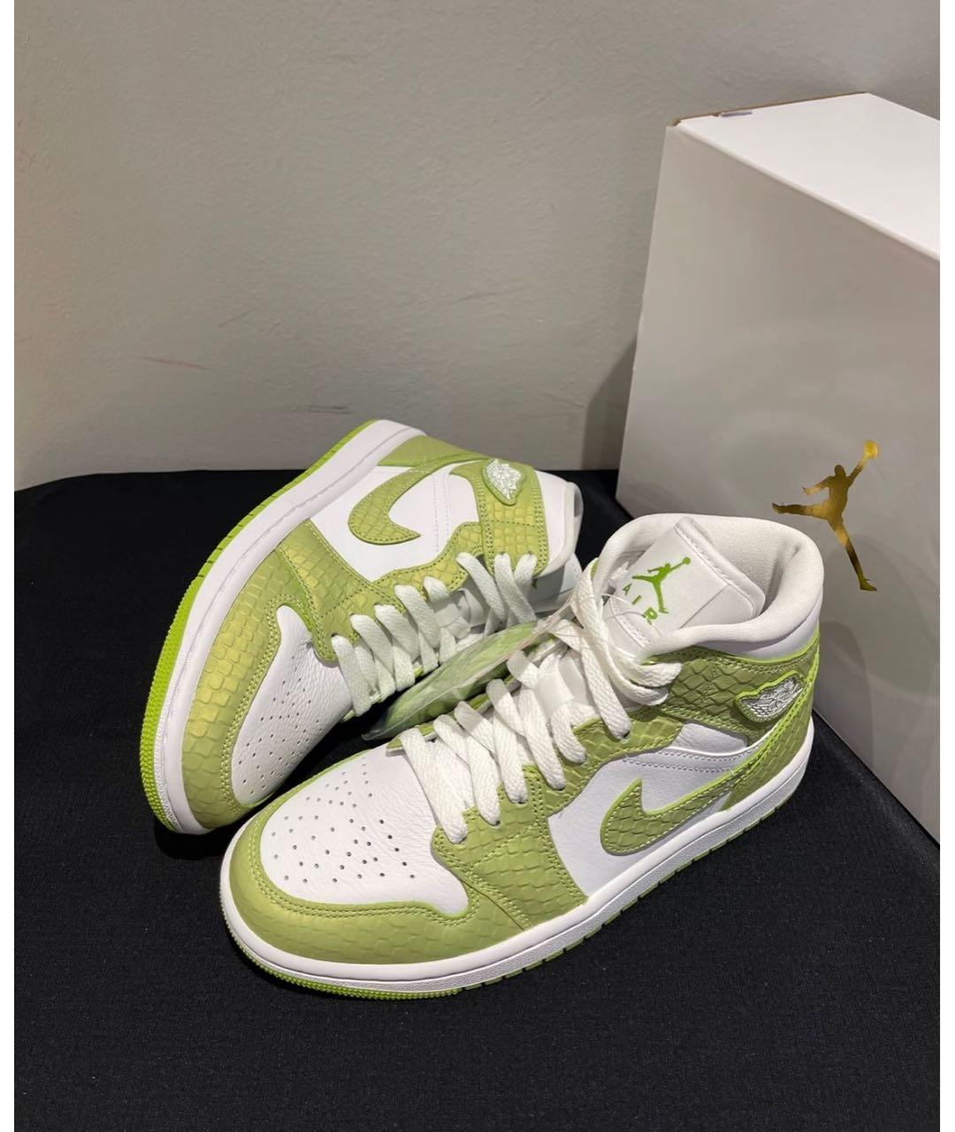 JORDAN Зеленые кожаные кроссовки, фото 2