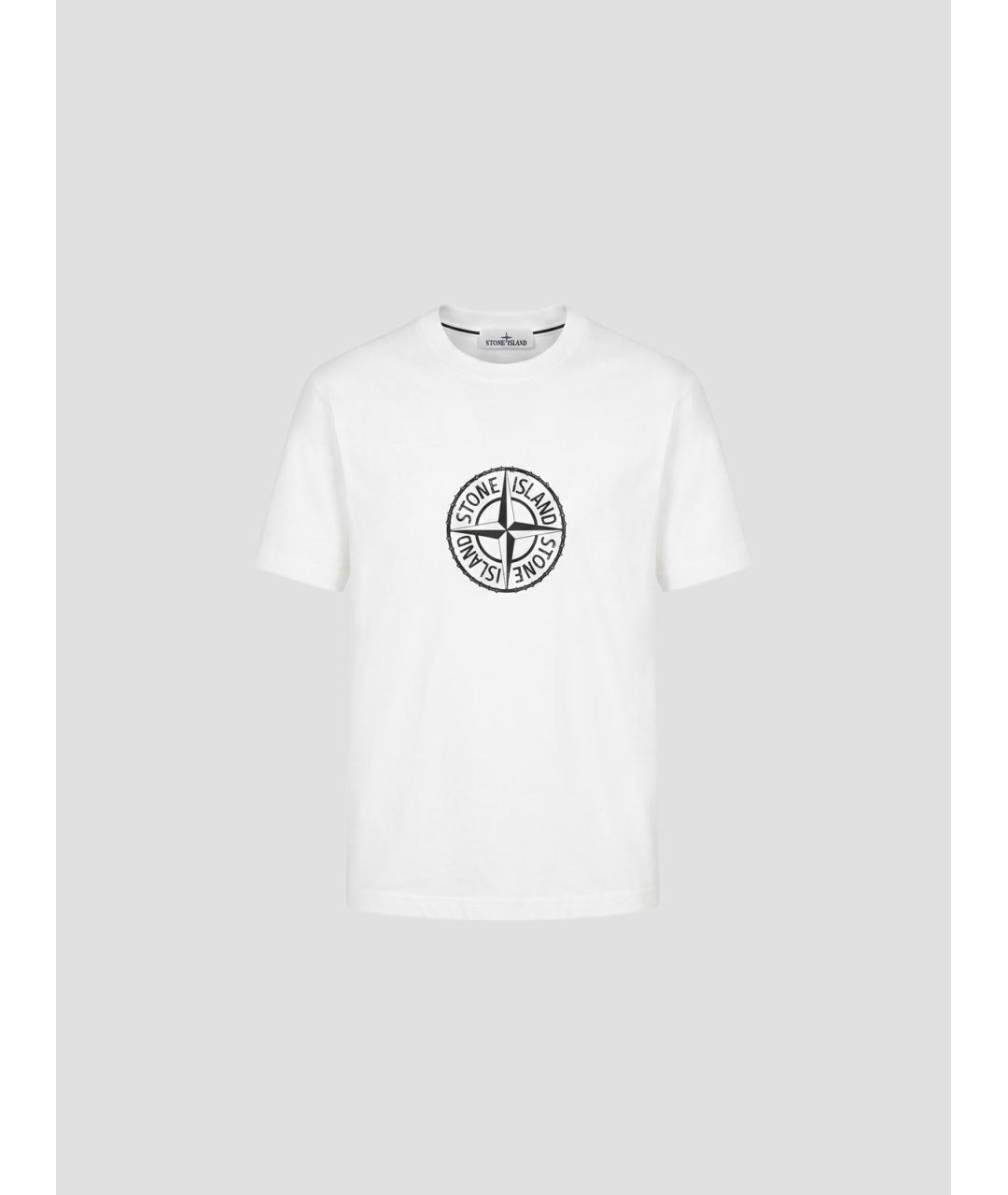 STONE ISLAND Белая хлопковая футболка, фото 5