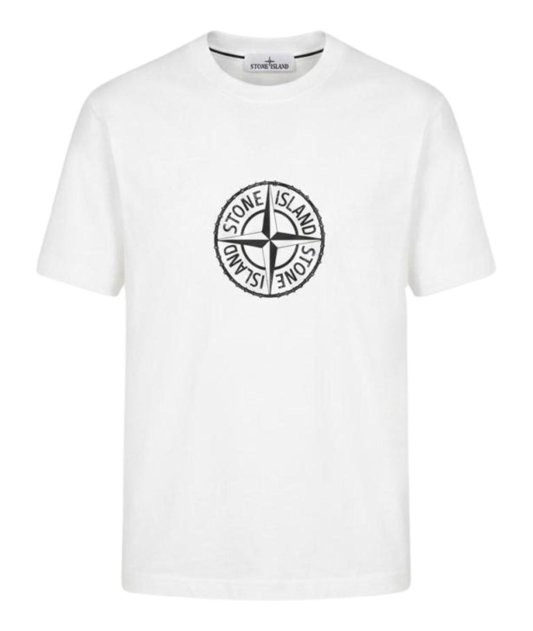 STONE ISLAND Белая хлопковая футболка, фото 1