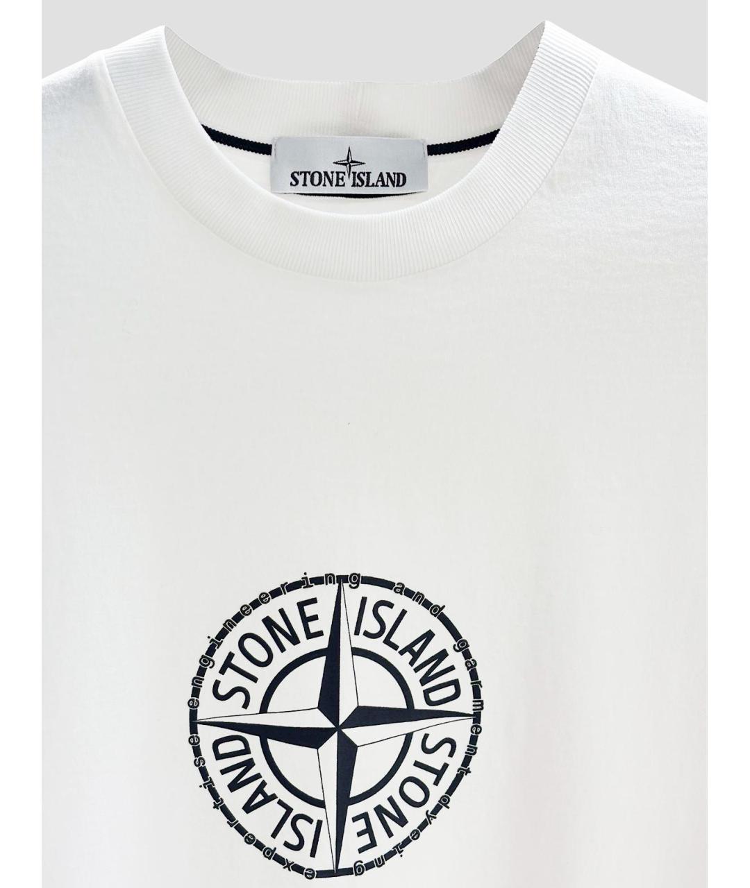 STONE ISLAND Белая хлопковая футболка, фото 4