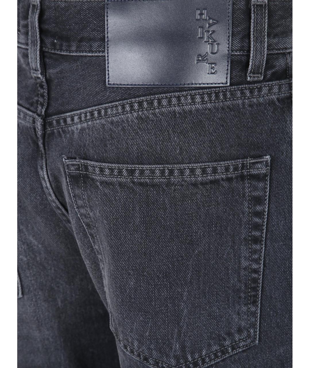 HAIKURE Черные хлопковые прямые джинсы, фото 3