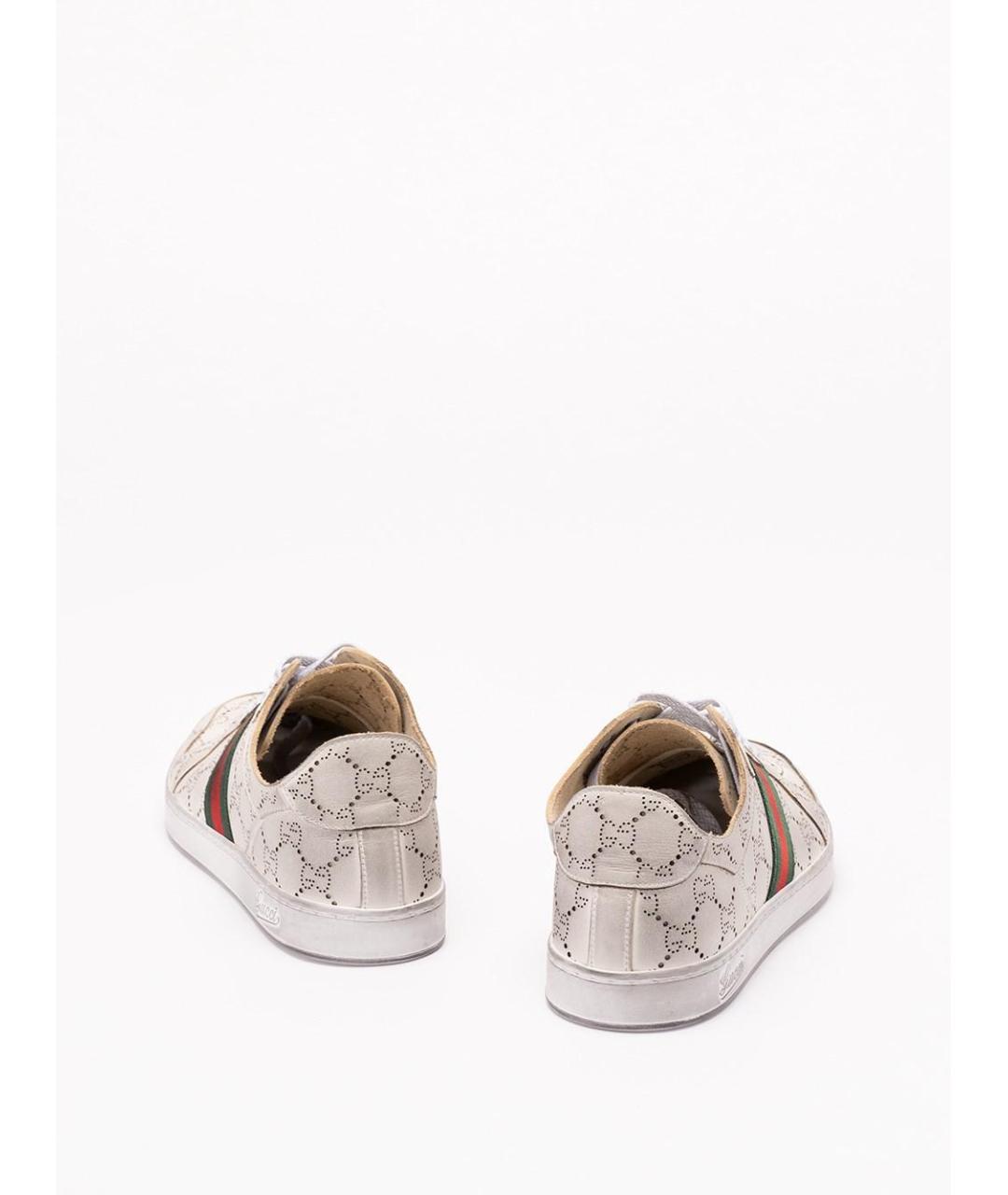 GUCCI Белые кожаные низкие кроссовки / кеды, фото 3