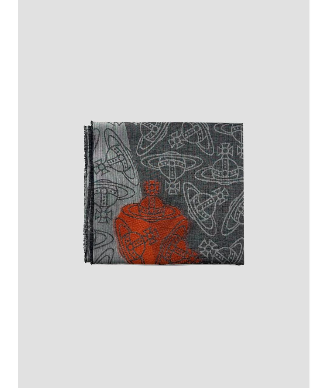 VIVIENNE WESTWOOD Черный хлопковый шарф, фото 4