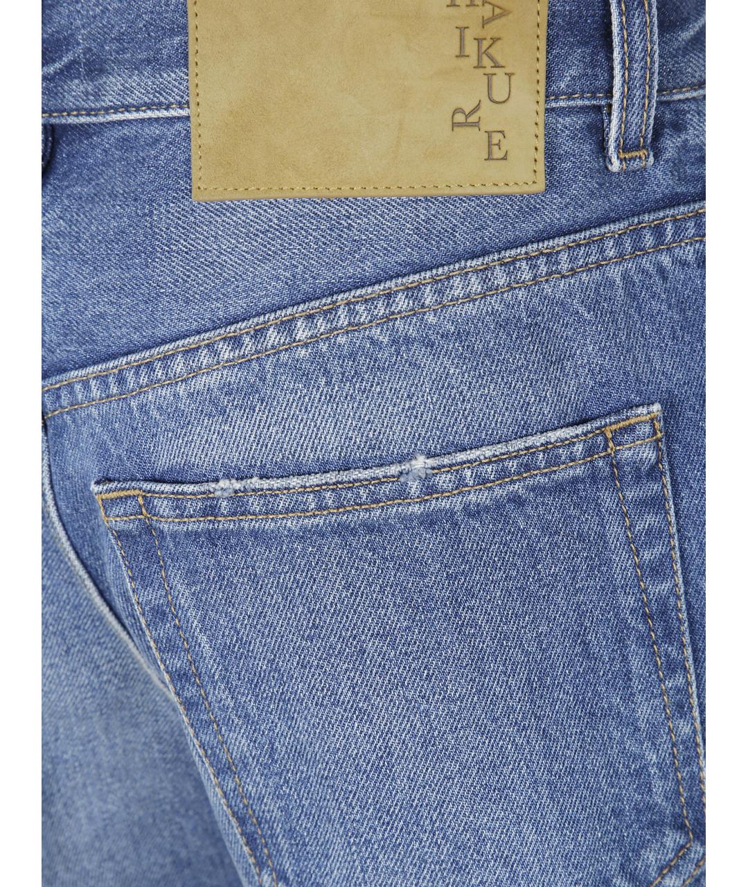 HAIKURE Синие хлопковые прямые джинсы, фото 3